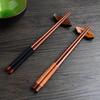 1 Pair New 23.5CM Handmade Japanese Natural Chestnut Wood Chopsticks Value Gift Chinese Food Tie Line