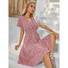 Polyester Floral Print A Line Dress With V Neck For Summer Casual Women