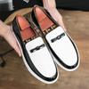 Fashion Men Casual Business Vulcanized Shoes European and American Casual Glossy Leather Shoes European Station Loafers Men Shoes