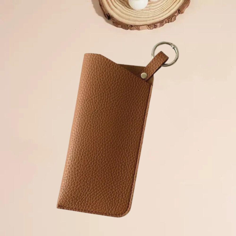 with Keyring Sunglasses Pouch PU Leather SunGlasses Holder Hanging Sunglasses  Eyewear Accessories