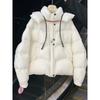 Womens Short Puffer Coat Winter Warm Hooded Cotton Jacket Loose Fit Casual Outerwear