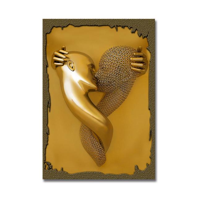 Металлическая фигурка для скандинавских пар, статуя, настенная живопись на холсте, скульптура любовника, плакат с принтом, настенная картина для гостиной, домашний декор
