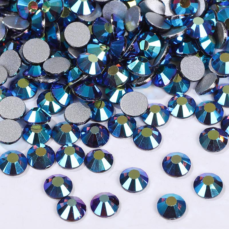 Цветной АБ Хрусталь Плоское Дно Сверло Круглое Сверло для Ногтей Сделай Сам Красочные Украшения для Ногтей