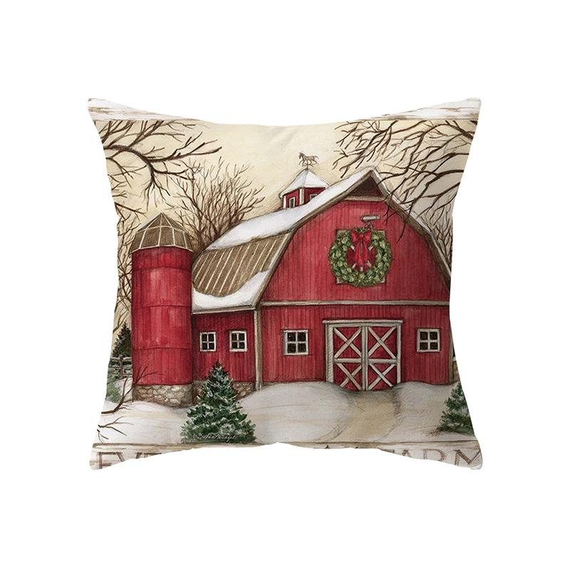 Чехлы для подушек с веселой рождественской атмосферой и принтом для дома, гостиной, украшения дивана, квадратная подушка, наволочка