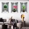 Wei Mo Xiang Green Plant Three-Panel Self-Adhesive Decorative Wall Sticker for Home & Hotel