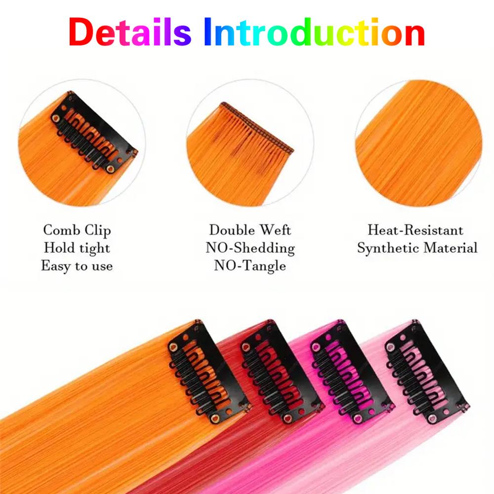 LISI HAIR 1 шт. синтетические длинные прямые цветные заколки для волос, подходящие разноцветные накладки для волос для женщин, повседневные аксессуары для вечеринок и фестивалей