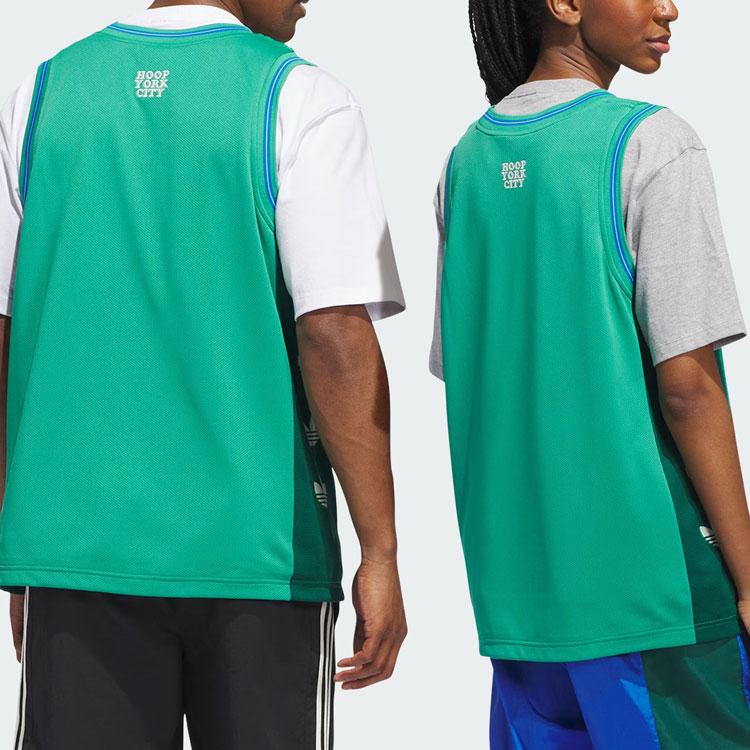 Adidas Originals Hoop York City Jersey Alphanumeric Print Round Neck Sleeveless Basketball Tank Unisex Tops Light-Turf-Green IT9954