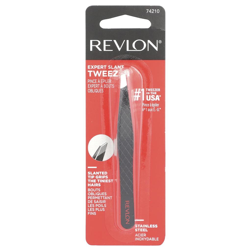 Профессиональный пинцет со скошенными кончиками, черный, 1 шт.