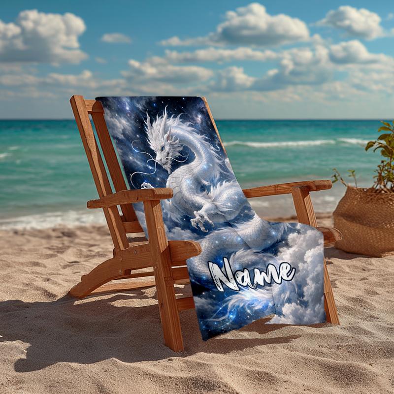 Custom Name Ultra-Soft Beach Towel with Dragon Theme,Ideal for Pool - Camping, Diving - Perfect Travel Essential, Vibrant Beach Towel.