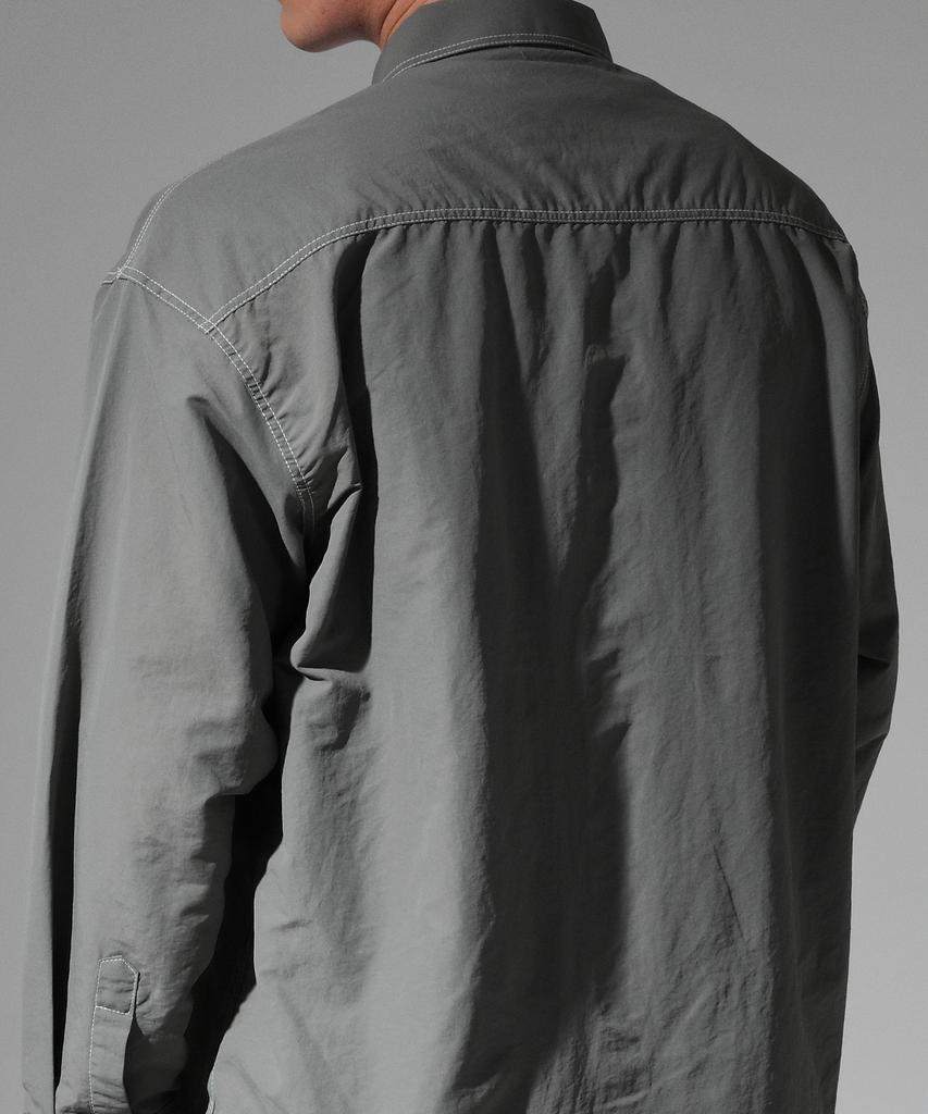 CODE I'M Two-Pocket Nylon Metal Oversized Shirt Khaki