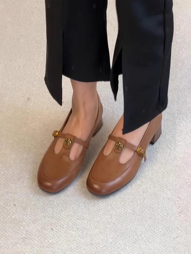 Женские туфли из мягкой кожи, ретро туфли Мэри Джейн, маленькие кожаные туфли, новые розовые одинарные туфли на Т-образном ремешке, женские туфли с открытым верхом