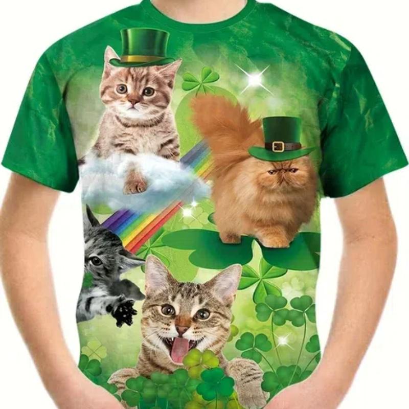 Детская футболка с 3D принтом кота и пиццы для мальчиков и девочек, топы, летняя модная футболка с короткими рукавами и рисунком, футболки для мальчиков и девочек, одежда