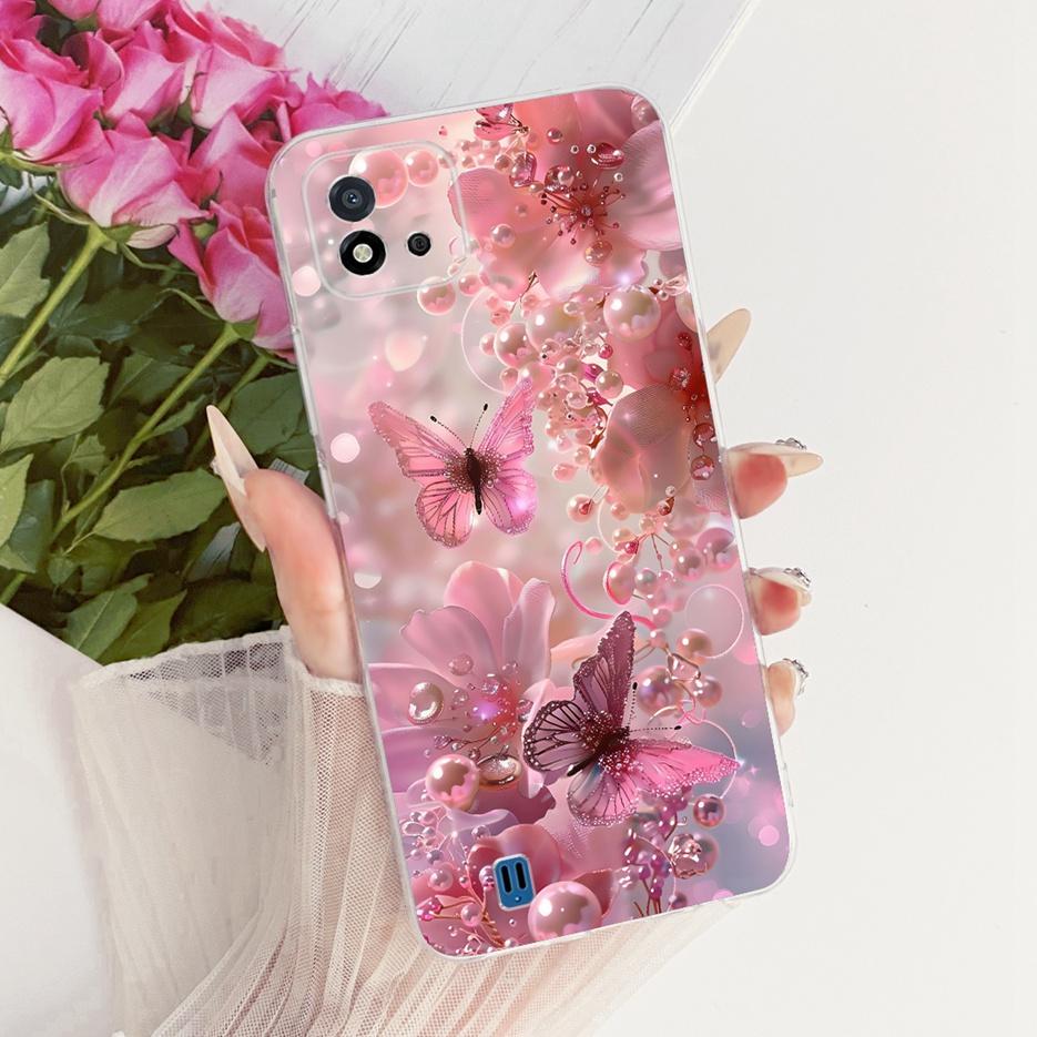 Чехол для Realme C11 2021 RMX3231 Цветы Расписной Чехол Мягкий Силиконовый Чехол для Телефона Для Realme C20 C 11 RealmeC11 2021 Сумки