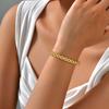 18K Gold Plated Watch Strap Open Bangle Bracelet, Stackable Stainless Steel Chunky Link Bracelets for Women, Luxury Jewelry Gift