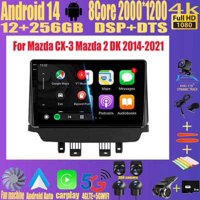Автомагнитола Android 14 для Mazda CX-3 CX3 2 DK 2014 - 2021 Навигация GPS Мультимедийный плеер WIFI Стерео видео BT Беспроводной carplay