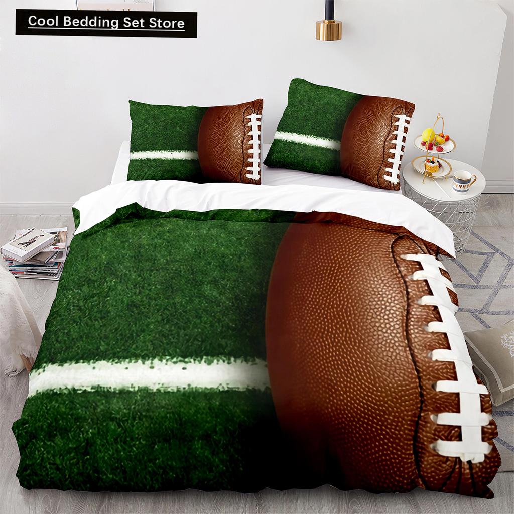 Американский футбол King Queen Пододеяльник с рисунком игрока в регби Комплект постельного белья для детей, подростков, взрослых, мяч, спорт, полиэстеровый пододеяльник