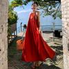 Богемное красное платье с открытыми плечами для женщин - Северо-западная длинная юбка-свинг Лицзян, идеально подходит для путешествий по Синьцзяну или праздничных нарядов.