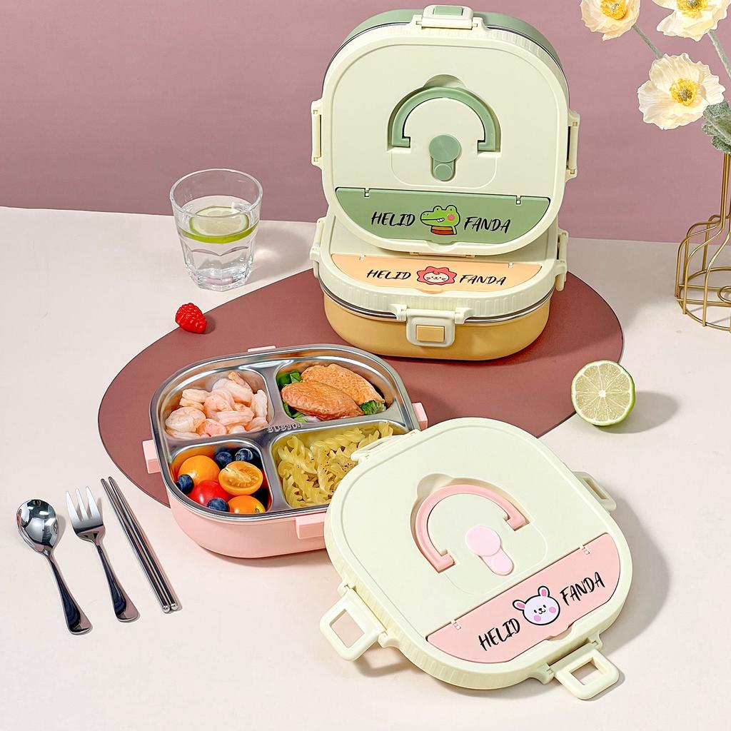 850/900 мл Контейнер для ланча из нержавеющей стали 304 со столовыми приборами Портативный ланч-бокс с отделениями для детей Герметичный Микроволновая печь Бенто-бокс