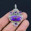 Подвеска из натурального фиолетового медного бирюзового камня, серебро 925 пробы, крошечный драгоценный камень аметист, подвеска ручной работы, ювелирный подарок на День святого Валентина