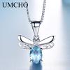 Umcho Sky Blue Topaz Pendants Necklaces Jewelry Lovely Honey Bee Design Pendant With Chain Fine Jewelry