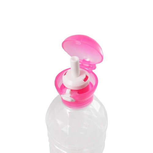 Skater Push Type Plastic Bottle Straw Cap 350ml 500ml Pink PSHC3-A