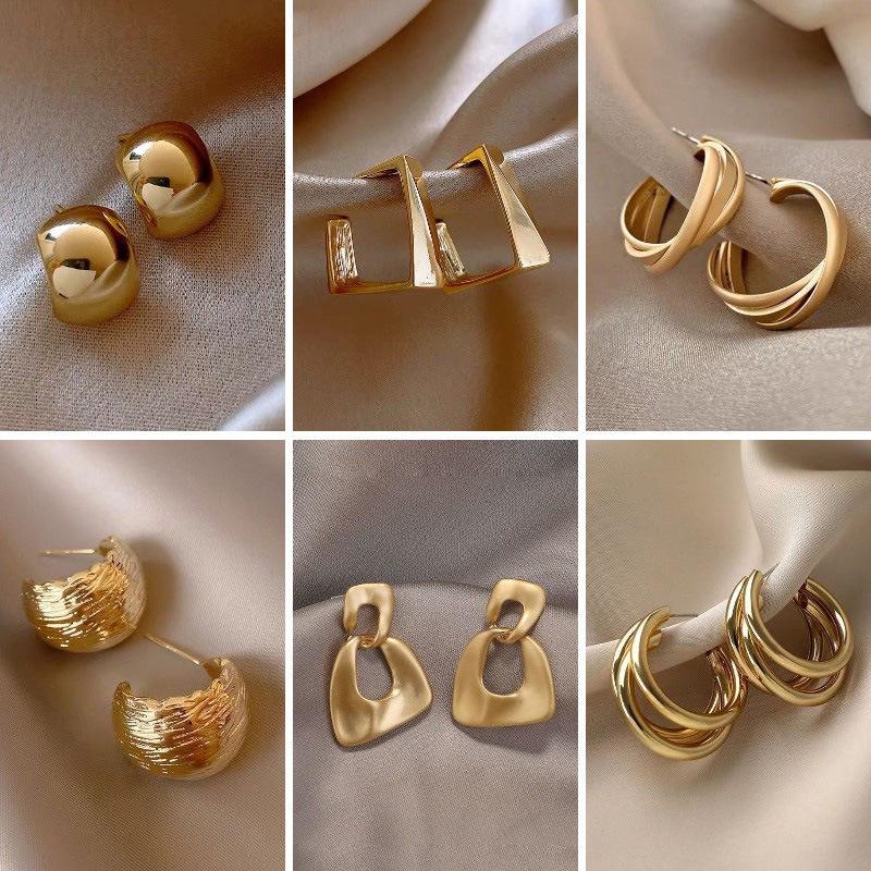 Серьги-гвоздики из простого металла с геометрическим дизайном, нишевые, новые, высококлассные, женские