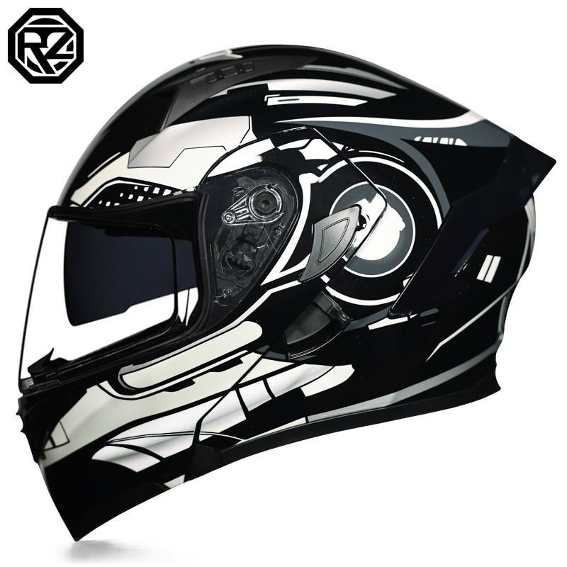 Full Face Motorcycle Helmet With Flip-Up Visor Men Women ABS Safety All-Season Riding Gear
