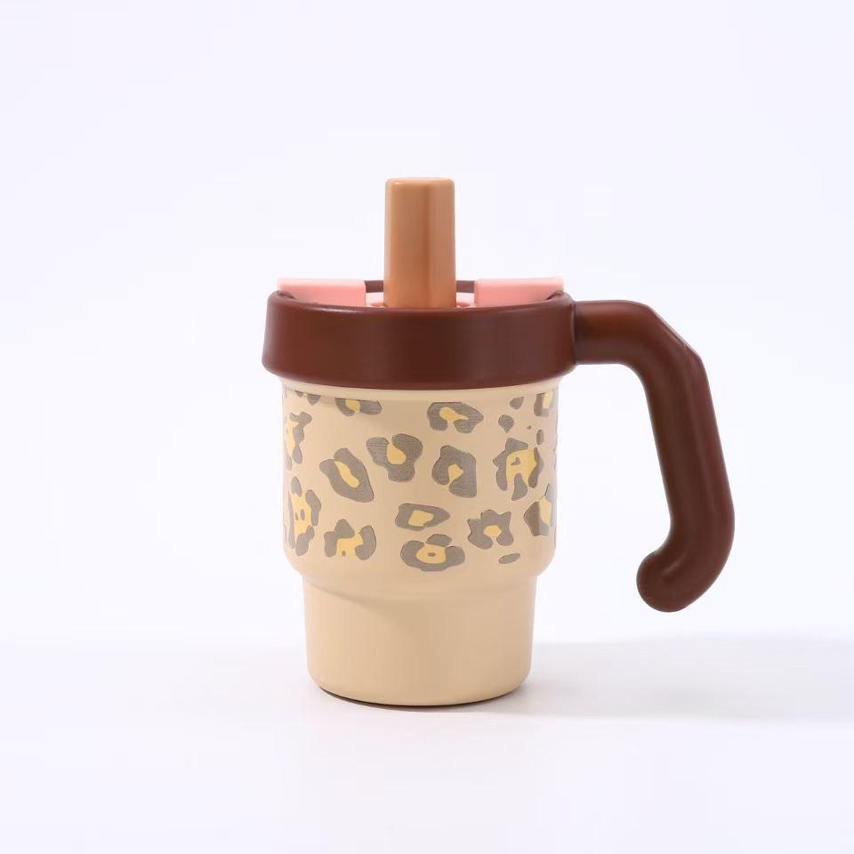 Bablov Leopard Print 316 Stainless Steel Straw Cup - Multi-color, Detachable, Portable Thermos with High-Quality Design