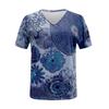 Women's Fashion Casual V-Neck Loose Comfortable Short Sleeve Print Tops Blouse