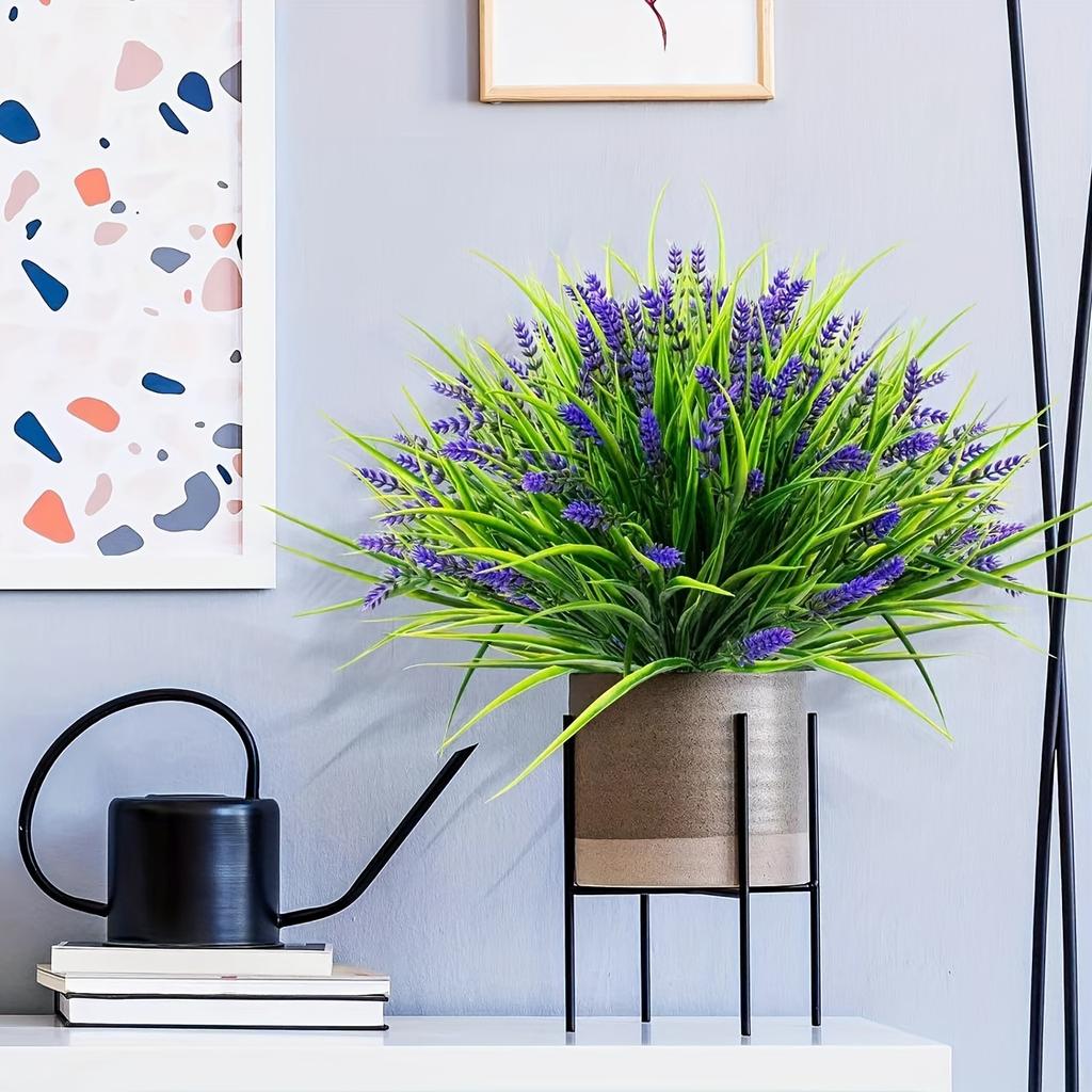 12 пучков искусственных лавандовых растений, устойчивых к ультрафиолетовому излучению, с травой обезьяны - искусственные цветы в стиле ар-деко для декора сада на открытом воздухе