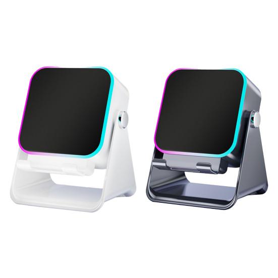 Yousheng 5-в-1 Автоматический сенсорный Bluetooth-совместимый динамик с регулируемым держателем для телефона Высококачественный стереодинамик для iPhone Динамик с подсветкой