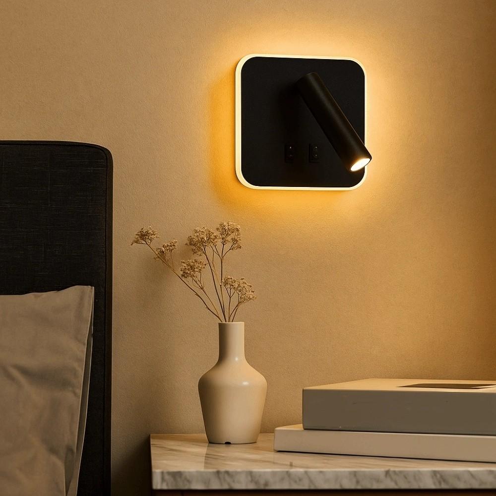 350 Degree Rotating Reading Wall Lamp Square Rotating Light Atmosphere Lighting  Wall Atmosphere