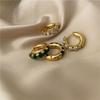 AREUM Earrings and Rings, Jimin Motif, Set of 2, Gold and Green, One-Touch Earrings (Gold and Clear)