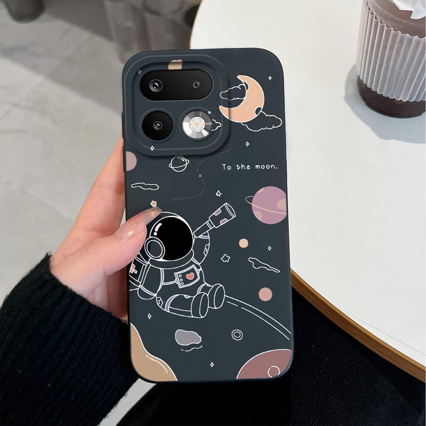 Для Oppo Realme 16 15 14 Pro Plus OPPO Reno 15 Pro A6X A83 A79 A78 A96 A95 A94 A93 A92 A91 Чехол для телефона Милый Астронавт Мягкий Жидкий Силикон Задняя Крышка