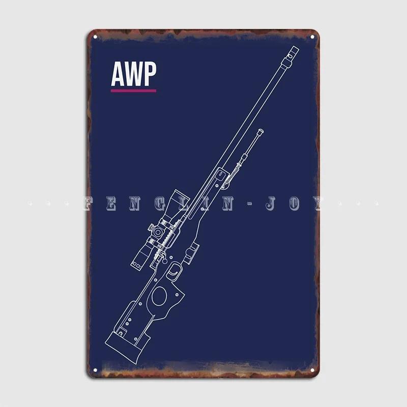 Awp Cs Go Оружие Снайпер Мастерская степень по снайперологии Металлическая табличка Стена Пещера Гараж Клуб Украшение Настенный декор Жестяная вывеска Постер
