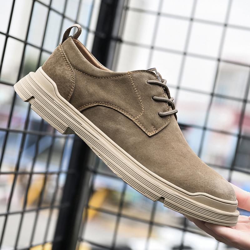 Мужская рабочая одежда для улицы, кожаные туфли, повседневная обувь, матовая дышащая обувь из натуральной кожи, водонепроницаемая обувь в стиле ретро на толстой подошве