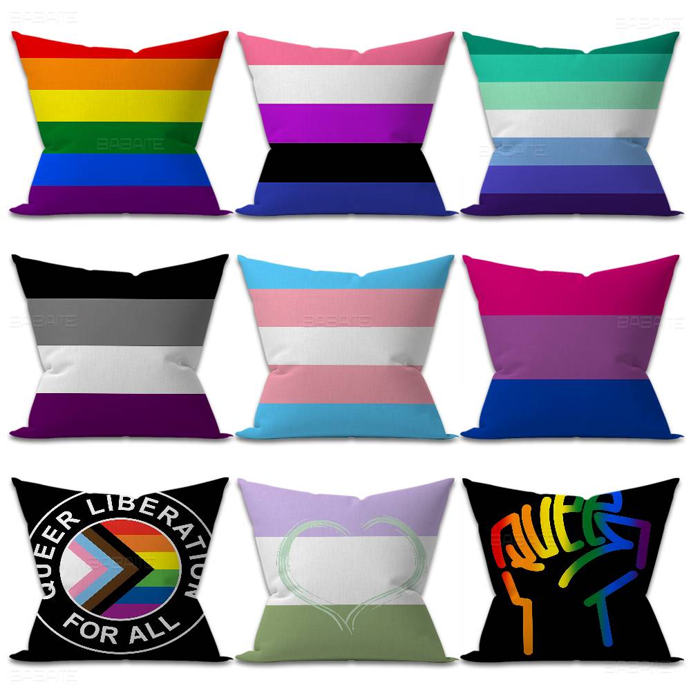 LGBTQ Art Pride Lesbian Gay Rainbow Flag Pillow Anime Pillow Sofa Bed Head Pillow Cover Cushion Cover x cm Fashion