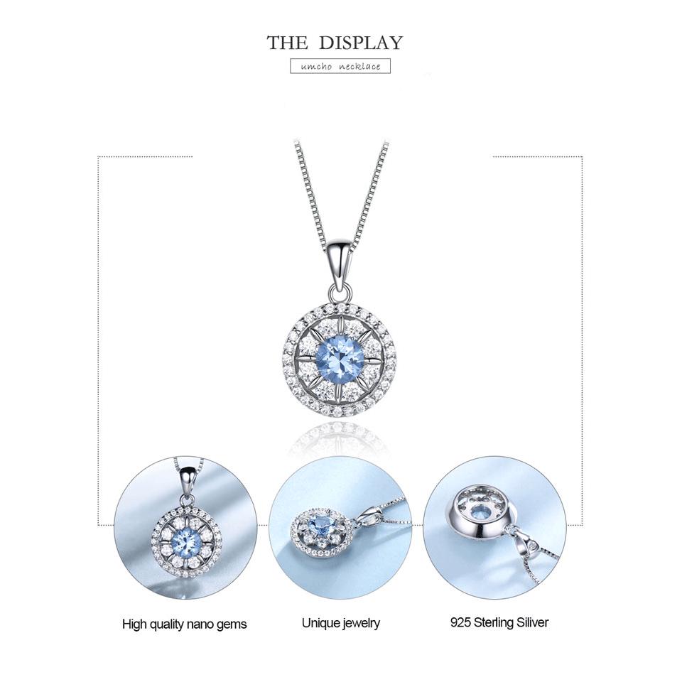 Umcho Ожерелье с кулоном синего цвета в виде листа, драгоценный камень для девушки, подарок, изысканные ювелирные изделия