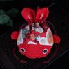 Cartoon Animal Canvas Flower Drawstring Bag Red Color Bag Festive Sugar Bag Female/Girls