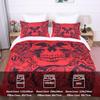 Красный Череп Пододеяльник Готический 3D Тату Принт Комплект Постельного Белья 3шт Хэллоуин Микрофибра Покрывало на Молнии Завязки + 2 наволочки