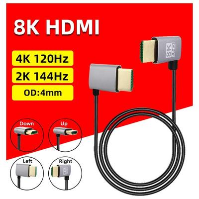 8K 90 градусов HDMI 2.1V кабель шнур 8K 60 Гц 4K 120 Гц 48 Гбит/с EARC ARC HDCP сверхвысокая скорость HDR для HD TV ноутбука проектора PS4 PS5