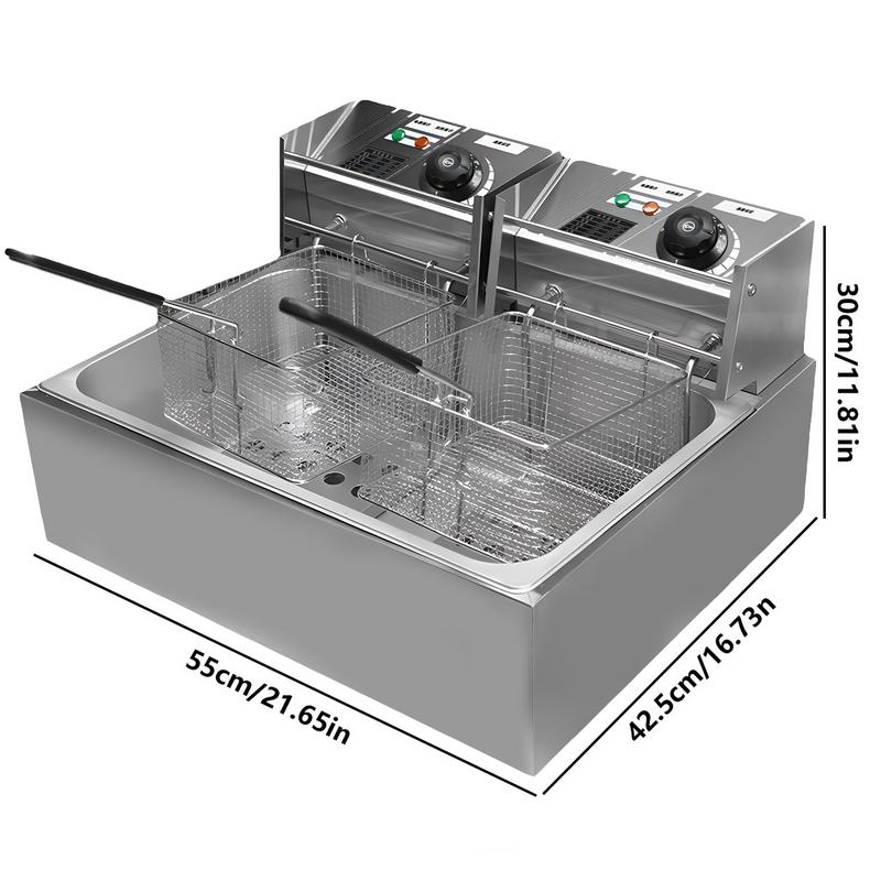 Фритюрница электрическая 110 В коммерческая двойная из нержавеющей стали для куриных крылышек фритюрницы с корзинами и контролем температуры для кухни