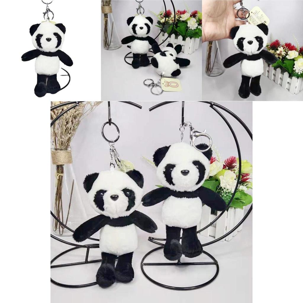 Cute Panda Plush Keychain Pendant Soft Short Velvet Cartoon Stuffed Animal