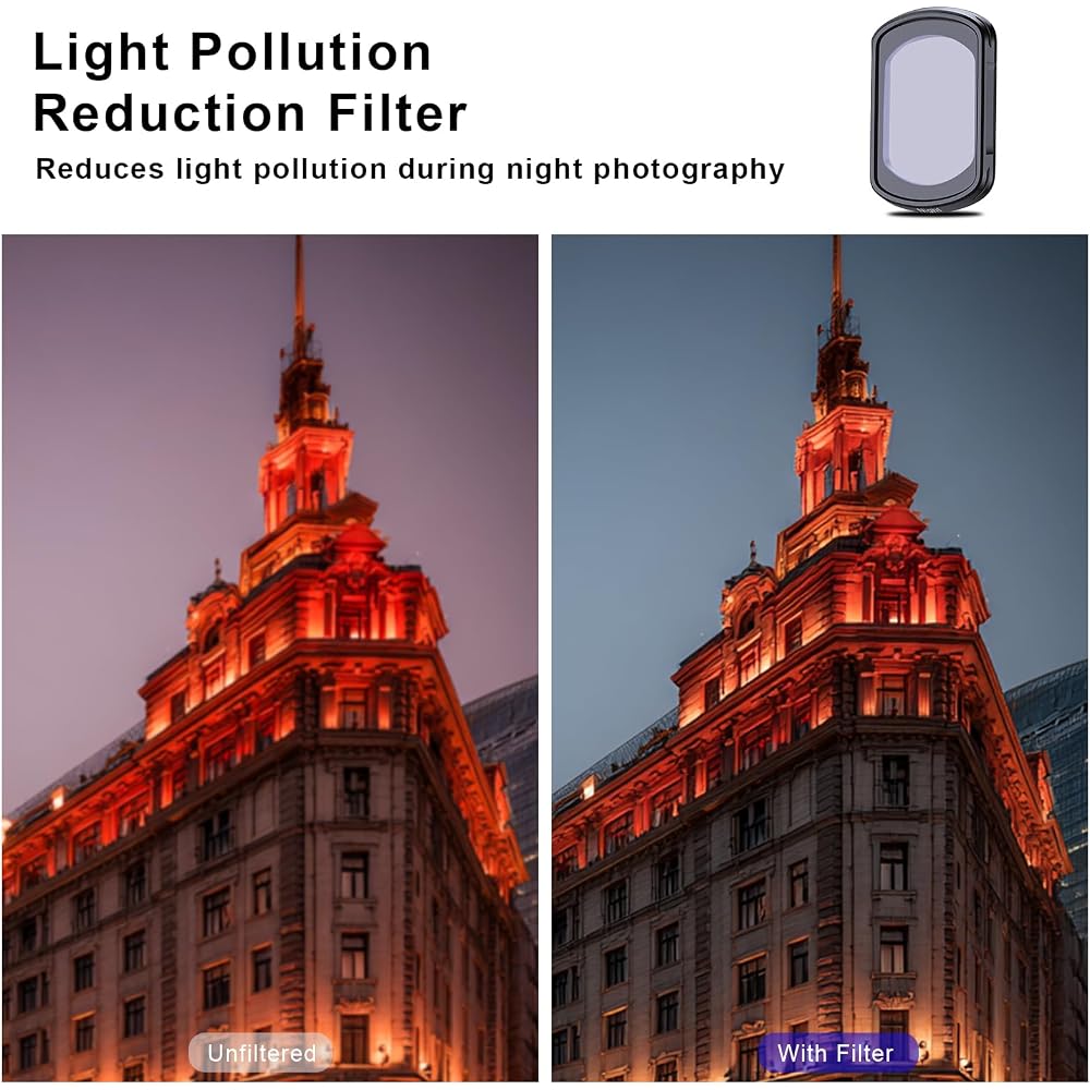 Haoge Magnetic Filter Set for DJI Osmo Pocket 3, includes 1/4 Black Diffuse, Light Pulse Reduction Filter, Variable ND 2-32, LCD Screen Protector, and