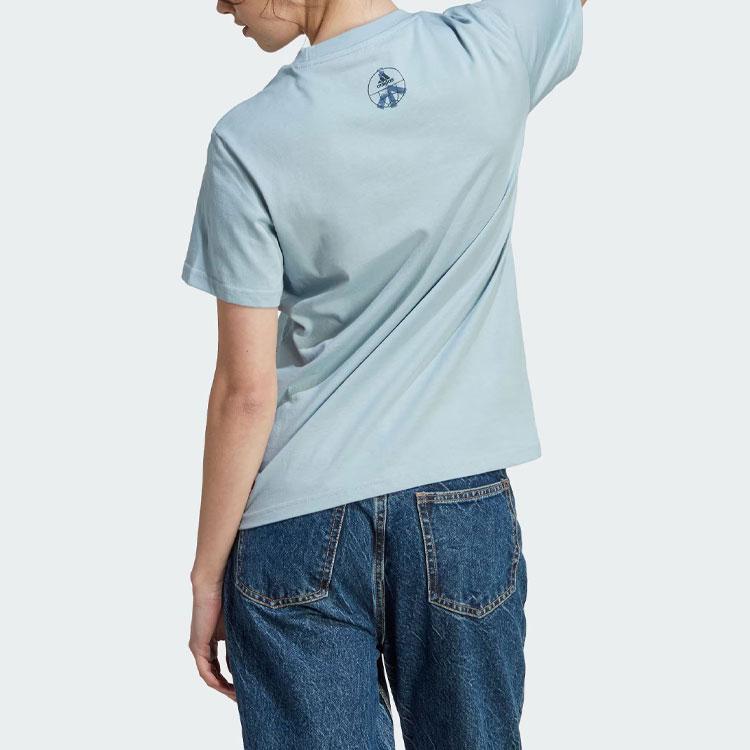 adidas Футболка Change Through Graphic Tee с цветочным принтом, спортивная повседневная футболка с коротким рукавом, женские топы, синяя IM4271