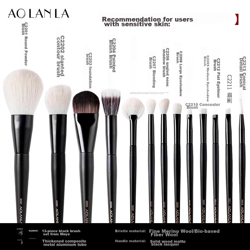 AOLANLA Master-Level Ink Shadow 13-Piece Makeup Brush Set, Foundation And Eyeshadow Brushes, Beauty Tools Gift Box, Birthday Present for Wife
