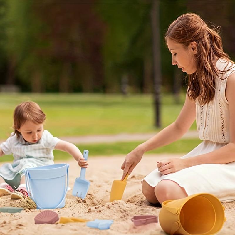 8 шт. набор силиконовых пляжных игрушек, портативный набор силиконовых игрушек для родителей и детей на открытом воздухе, защищающий от падения (Аксессуары для игрушек, случайное сочетание цветов)