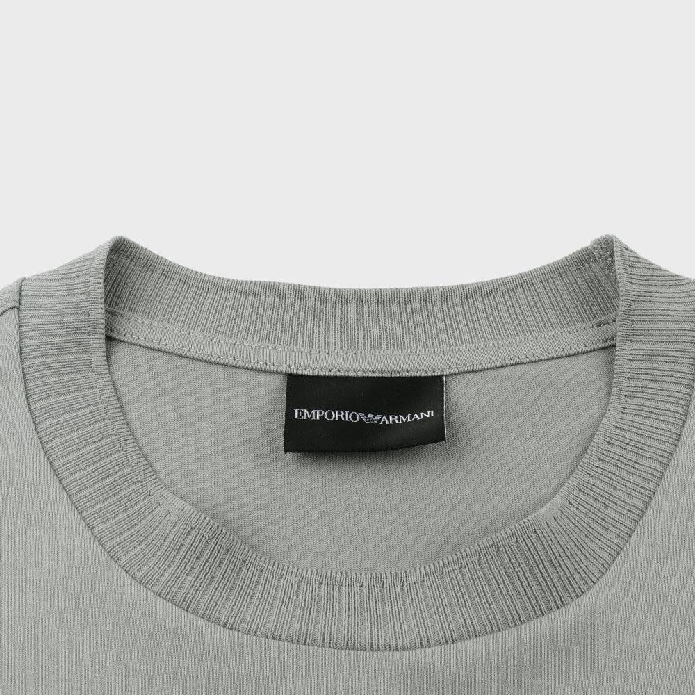 Emporio Armani Мужская футболка с вышивкой логотипа EA, круглый вырез, короткий рукав, SS24, серо-зеленая, 3D1TN3-1JOCZ-0664