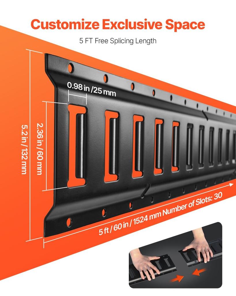 E Track Tie-Down Rail Kit, 30PCS 5FT E-Tracks Set Includes 4 Steel Rails & 2 Single Slot & 8 O Rings & 8 Tie-Offs w/ D-Ring & 8 End Caps, Securing