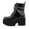 Модные женские ботинки в панк-стиле, ботинки на платформе, высококачественная кожа, готические женские ботильоны, цепочка, массивная толстая подошва, ботинки Botas Mujer